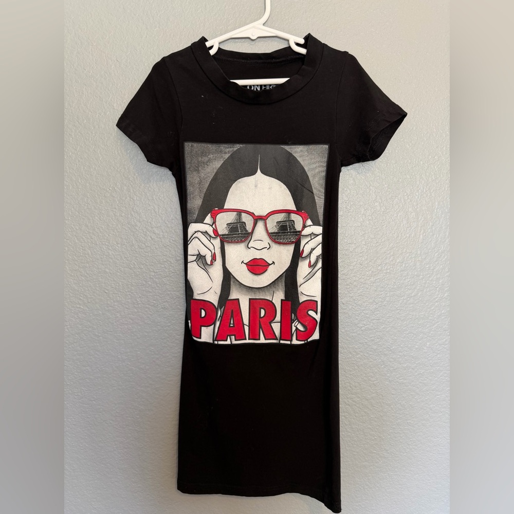 OnFIRE Black Graphic T-Shirt Dress